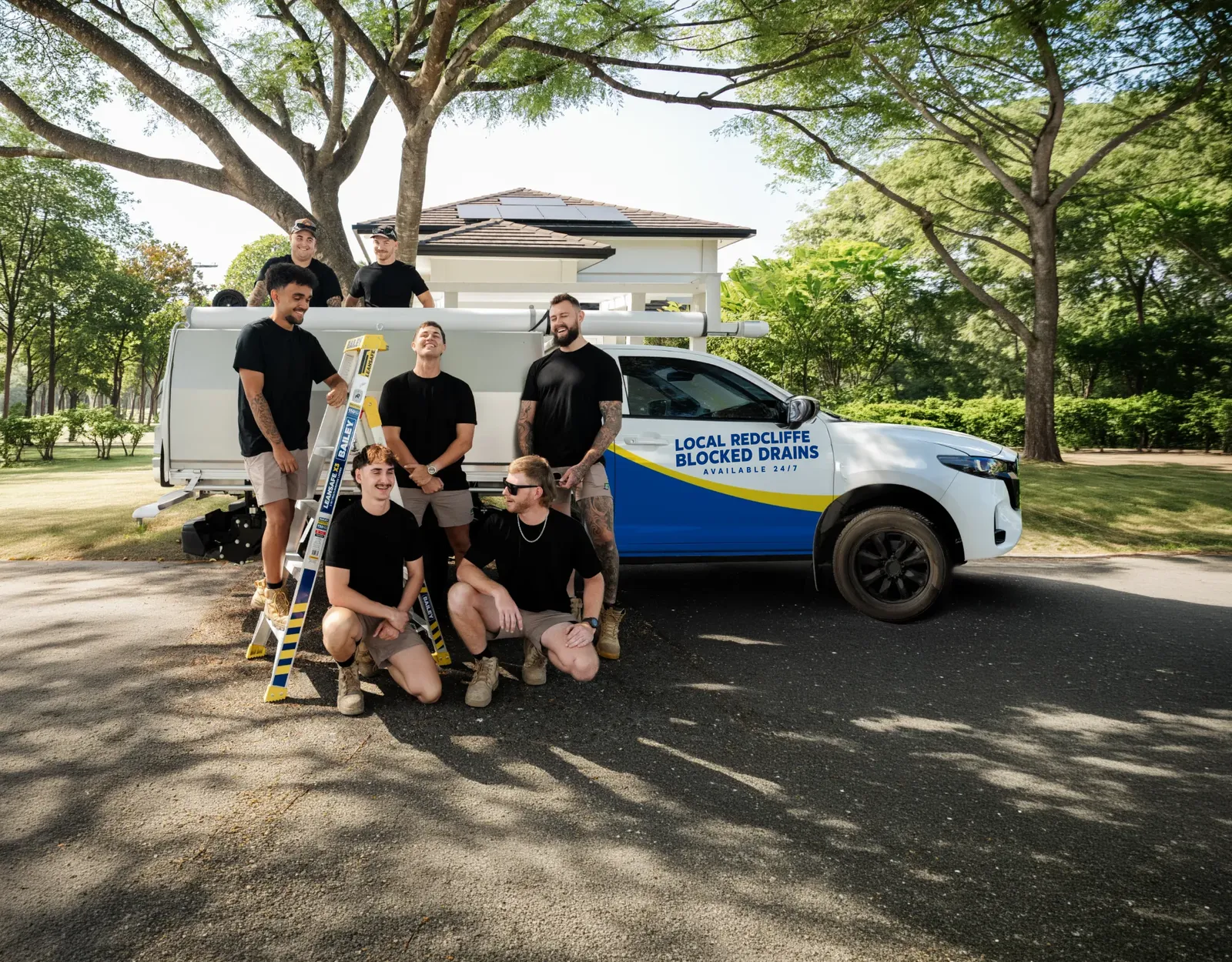 Local Redcliffe Blocked Drains ute and team